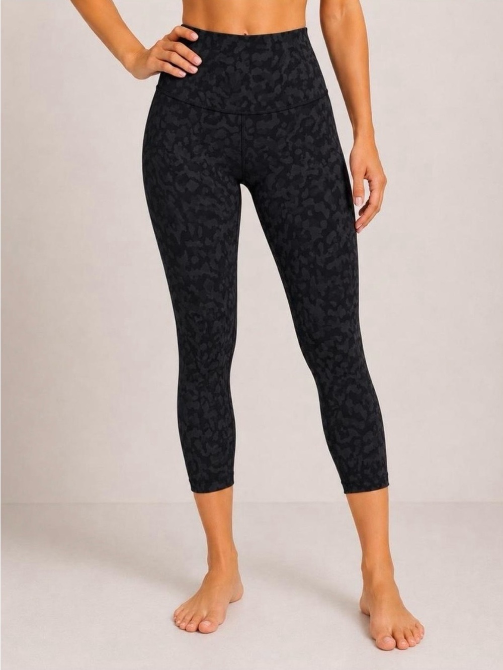 lululemon athletica Black Subtle Leopard High-Rise Capri Leggings
